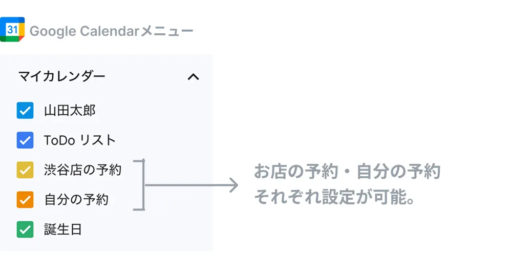 予約管理システム部 山田太郎 Googleカレンダー連携イメージ2